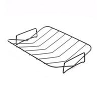 MoSundi Estante de hierro en forma de V para exteriores para barbacoa y asado, diseño semicircular antiadherente para hornos de 36 x 25,4 x 11,4 cm, color negro