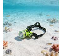 MoSundi Faro de buceo recargable de 350 m, IPX8, impermeable, 2 modos, lámpara de pesca nocturna, luz compacta de buceo, senderismo, camping, color negro y verde