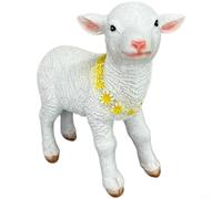 MoSundi Figura de oveja de resina para decoración de jardín, resistente a la intemperie, paisaje de estatua al aire libre, adorno pastoral de granja, blanco, 13 x 6,1 x 14,3 cm