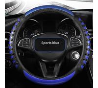 MoSundi Funda antideslizante 3D para volante para camión, autobús, vehículo, agarre de goma de fibra de carbono con textura transpirable, se adapta a 36-50 cm de diámetro, rojo/azul/negro/marrón