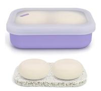 MoSundi Funda de jabón de viaje de silicona para jabón de barra, recipiente a prueba de fugas con almohadilla de secado, capacidad para 2 barras (3.8 onzas cada una), soporte compacto para champú en