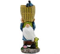 MoSundi Gnomo de jardín de resina, contenedor de maceta enano sin rostro, 21,5 cm, resistente a la intemperie, adorno de estatua para decoración de patio al aire libre, balcón, color azul