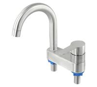 MoSundi Grifo de lavabo de acero inoxidable 304 con un solo mango, grifo mezclador frío y caliente para instalación de 2 agujeros, estilo contemporáneo