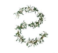 MoSundi Guirnalda artificial de hojas de olivo de 6 pies con bayas de seda, decoración flexible de vid de 180 cm, guirnalda flexible de bajo mantenimiento para boda, hogar, mantel, escalera