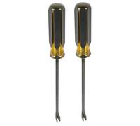 MoSundi Herramienta de elevación de grapas, 2 unidades, removedor de clavos con 45 cabezales en forma de V, barra de palanca de acero al cromo vanadio tratado térmicamente, 22 cm