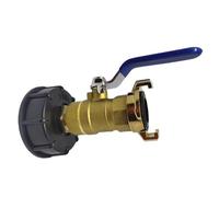 MoSundi IBC Quick Coupling S60x6 Conector extendido de latón válvula de salida de 3/4 pulgadas para tanque de agua de lluvia riego de jardín, color negro