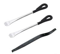 MoSundi Juego de 3 palancas de neumáticos para motocicleta, herramientas de extracción de neumáticos de acero al carbono endurecido con extremo curvado, barras de palanca con acabado cromado para