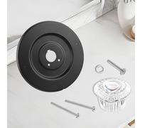 MoSundi Kit de molduras de ducha negro mate, acero inoxidable y acrílico, T470 y 1225, instalación, incluye placa de cubierta, perilla y repuesto de funda