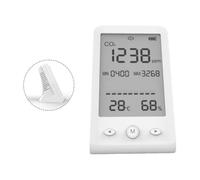 MoSundi Medidor de CO2 con monitor de temperatura y humedad para calidad del aire interior, sensor NDIR, pantalla LCD, recargable por USB, 1600 mAh, función de alarma, color blanco