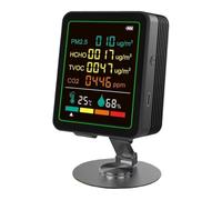 MoSundi Monitor de calidad del aire interior 6 en 1 con TVOC/PM2.5/CO2/detección de temperatura y humedad, pantalla HD a color de 2.8 pulgadas, carga USB-C, batería de 1200 mAh, para uso en oficina en