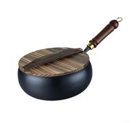MoSundi Olla de hierro forjado a mano para cocinar sano Diseño Big Belly para variedad culinaria para cocina (olla de 28 cm+tapa de madera)
