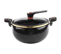 MoSundi Olla de hierro fundido con tapa y mango de bloqueo, 8 L, para mini olla a presión para guisar, vaporizar, revestimiento antiadherente, compatible con estufas de gas e inducción