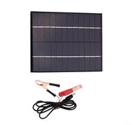 MoSundi Panel solar de polisilicio de 5,5 W y 12 V con clips de batería, módulo de carga portátil de 210 x 165 mm, para camping, estanque de jardín y energía fuera de la red, negro, paquete de 2