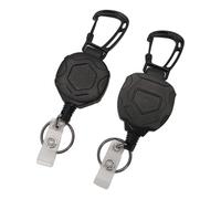 MoSundi Paquete de 2 llaveros retráctiles, carrete de insignia resistente con mosquetón para tarjetas de identificación, cable de acero inoxidable de 32 pulgadas, construcción de metal ABS