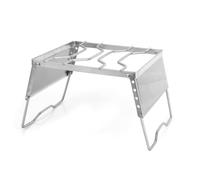 MoSundi Parrilla plegable para fogata, de acero inoxidable 304 con altura ajustable, estufa de leña resistente al viento para cocinar al aire libre, plata, 33 x 24 x 19 cm