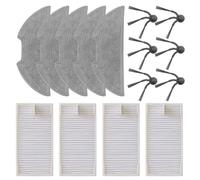 MoSundi Piezas de repuesto para robot aspirador Eureka E20 y Evo Plus, 6 cepillos laterales, 4 filtros, 5 almohadillas de fregona, accesorios de microfibra de nailon para una limpieza eficiente