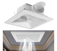 MoSundi Potente extractor de techo silencioso de 20 x 20 cm, eficiencia | Ventilador de techo silencioso integrado de 20 cm, cuadrado, para cocina y baño, color blanco