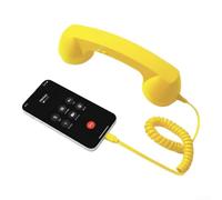 MoSundi Receptor USB-C con cable retro para teléfonos inteligentes, estilo clásico de línea fija, mango con cancelación de ruido, llamadas de 22,7 cm, blanco (amarillo)
