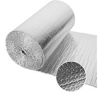 MoSundi Rollo de lámina de burbujas para aislamiento de 50 cm x 5 m, doble capa de aluminio con una sola burbuja de aire, loft, ático, techo, pared, garaje, radiador, reflejo del calor, color plateado