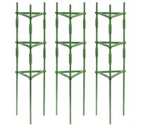 MoSundi Soporte de acero recubierto de plástico verde para plantas para tomates y flores, kit de estaca de jardín para cultivo vertical y ahorro de espacio (kit de 3)