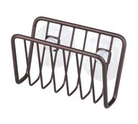 MoSundi Soporte de esponja para fregadero de cocina con ventosa, estante de drenaje de metal resistente a la corrosión, organizador de ahorro de espacio con ranura para cepillo, 2.4 x 4.3 x 3.1