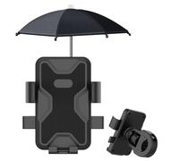 MoSundi Soporte para teléfono de motocicleta con parasol giratorio y diseño de paraguas impermeable para ajuste universal, construcción ABS + PC, color negro