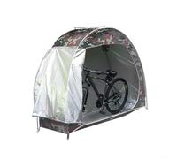 MoSundi Tienda de campaña impermeable para almacenamiento de bicicletas 210D Ox, refugio de tela para bicicleta con marco de fibra de vidrio, para jardín al aire libre, negro (camuflaje)