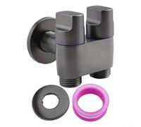 MoSundi Válvula de ángulo de control doble G1/2 en dos salidas para lavadora e inodoro, material de aleación con mango de metal, compatible con cabezal de ducha y fregadero de cocina, 1 unidad, color