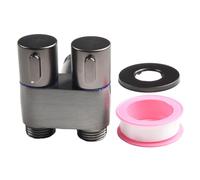 MoSundi Válvula de ángulo de control doble para inodoro y bidé, desviador de agua G1/2 entrada 1 en 2 salidas con mango de metal, grifo de aleación negro/gris, baño, cocina, ducha, gris