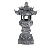 MoSundi Zen Garden Linterna solar de resina Pagoda lámpara IP44 impermeable al aire libre luz para patio césped camino patio decoración