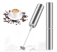 MOSUO Espumador de Leche Eléctrico, Batidor de leche de Acero Inoxidable, Mini Batidora para Huevos Cafe Latte Cappuccino (Frother-Silver)