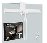 MOSUO Rasqueta Limpiacristales para Ducha, Limpia Mamparas Ducha Cristal Silicona con Gancho, Rasqueta Núcleo Acero INOX para Baño, Cristal, Puerta de Ducha, Espejo Rasurador de Ventana (Blanco 28CM)