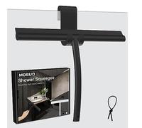 MOSUO Rasqueta Limpiacristales para Ducha, Limpia Mamparas Ducha Cristal Silicona con Gancho, Rasqueta Núcleo Acero INOX para Baño, Cristal, Puerta de Ducha, Espejo Rasurador de Ventana (Negro 28CM)