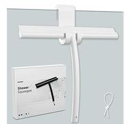 MOSUO Rasqueta Limpiacristales para Ducha, Limpia Mamparas Silicona con Gancho, Rasqueta Núcleo Acero INOX para Baño, Cristal, Puerta de Ducha, Espejo Rasurador de Ventana - Blanco