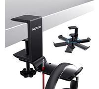 MOSUO Soporte Auriculares, Soporte Cascos Rotación 360º Ajustable con Clips Cables Soporte Auriculares Gaming para Todas Las Tallas de Auriculares, Apto para Mesa/Escritorio/Vitrina