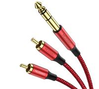 MOSWAG 1/4 a RCA Cable, cuarto de pulgada TRS a RCA Audio Cable 6.35mm Stereo Jack a Dual RCA Insert Cable Y Splitter Cable