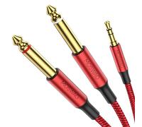 MOSWAG 5M 3.5 mm 1/8 "TRS a 2x6.35 mm 1/4" TS Cable mono Y Cable divisor de Compatible con computadora portátil, reproductor de CD,amplificador de potencia,mezclador,sistemas estéreo domésticos
