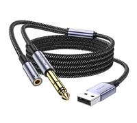 MOSWAG 6,35 mm a cable de audio usb, 4/1 pulgadas de cabeza masculina a cable de sonido USB a cable de sonido nylon tejido para instrumentos musicales para grabación de música,sonido,canto