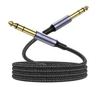 MOSWAG 6.35mm (1/4) TRS a 6.35mm (1/4) TRS Stereo Audio Cable 15 Ft Male to Male with Nylon Braided for Electric Guitar, Bass, Amplifier, Mixer, Keyboard, Speaker