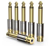 MOSWAG 6.35mm a RCA Adaptador, 6.35 mm Mono Enchufe a RCA convertidor de Audio Hembra para micrófono, Amplificador, teléfono, Guitarra eléctrica (Paquete de 6)