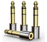 MOSWAG Adaptador Audio 3.5 Hembra a 6.3 Macho, Convertidor Estéreo 3,5mm a 6,35mm para Cables de Guitarra, Teléfonos Móviles (4 Pack)