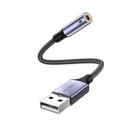 MOSWAG Adaptador de Audio con Tarjeta de Sonido Externa USB-A a convertidor estéreo Auxiliar de 3,5 mm Compatible con Auriculares, PC, computadora portátil, Linux, Escritorio, PS4