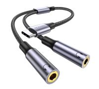 MOSWAG Adaptador Jack Micro y Auriculares, Adaptador Micrófono y Audio de Auriculares USB C a 1 Macho a 2 Hembra Minijack Y Splitter para Laptop, Galaxy S24 S23 S22/iPhone 16 Pro MAX /16 Pro /16 Plus