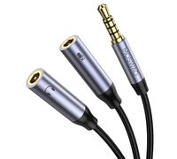 MOSWAG Adaptador Jack Micro y Auriculares, Adaptador Splitter Jack 3.5mm Micro y Gaming Auriculares Separador de Audio 1 Macho a 2 Hembra Compatible con PS4, PS3, Laptop, Teléfonos, PC