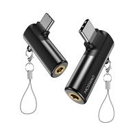 MOSWAG Adaptador USB C a 3.5mm Jack de Auriculares en Ángulo Recto - Tipo C a AUX Audio Dongle de Aleación de Zinc Compatible con Samsung Galaxy S23