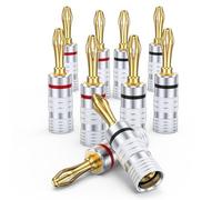 MOSWAG Banana Enchufes para el Alambre del Altavoz, Conectores de Altavoz de Latón con Tornillos de Doble Conjunto, Enchufes de Plátano Negro y Rojo para Cine en Casa (5 Pares / 10piezas)