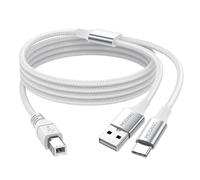 MOSWAG Cable 2 en 1 USB C a USB B 1M con Cable de Impresora USB A-Macho a B-Macho Compatible con MacBook Pro, HP, Canon, Brother, Samsung