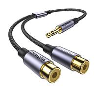 MOSWAG Cable 3,5 mm a RCA, paquete de 1, 2 conectores hembra RCA para auriculares a cable adaptador de audio estéreo RCA Compatible con teléfonos inteligentes, MP3, tabletas, altavoces,cine en casa