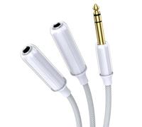 MOSWAG Cable adaptador divisor TRS de 6,35 mm, cable de derivación de 6,35 de enchufe estéreo doble 6,35 mm de enchufe madre y para amplificadores, guitarras