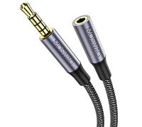 MOSWAG - Cable adaptador jack para micrófono (3,5 mm, 3,5 mm, estéreo, macho a hembra) para micrófono Lavalier con contactos chapados en oro